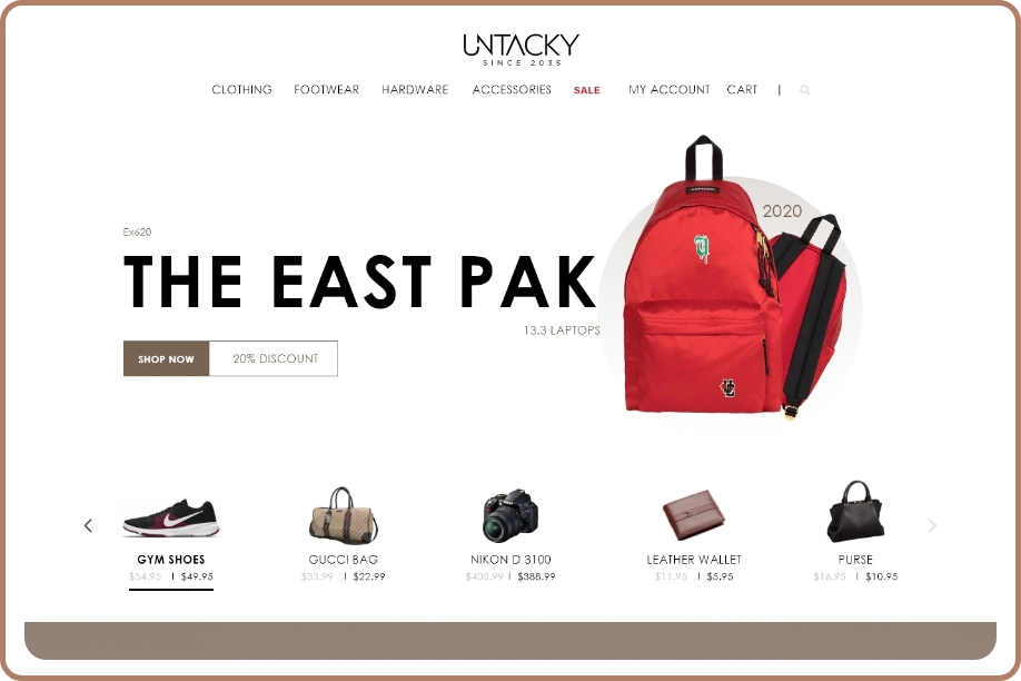 Discover the UnTacky e-commerce store offering a wide selection of stylish bags.